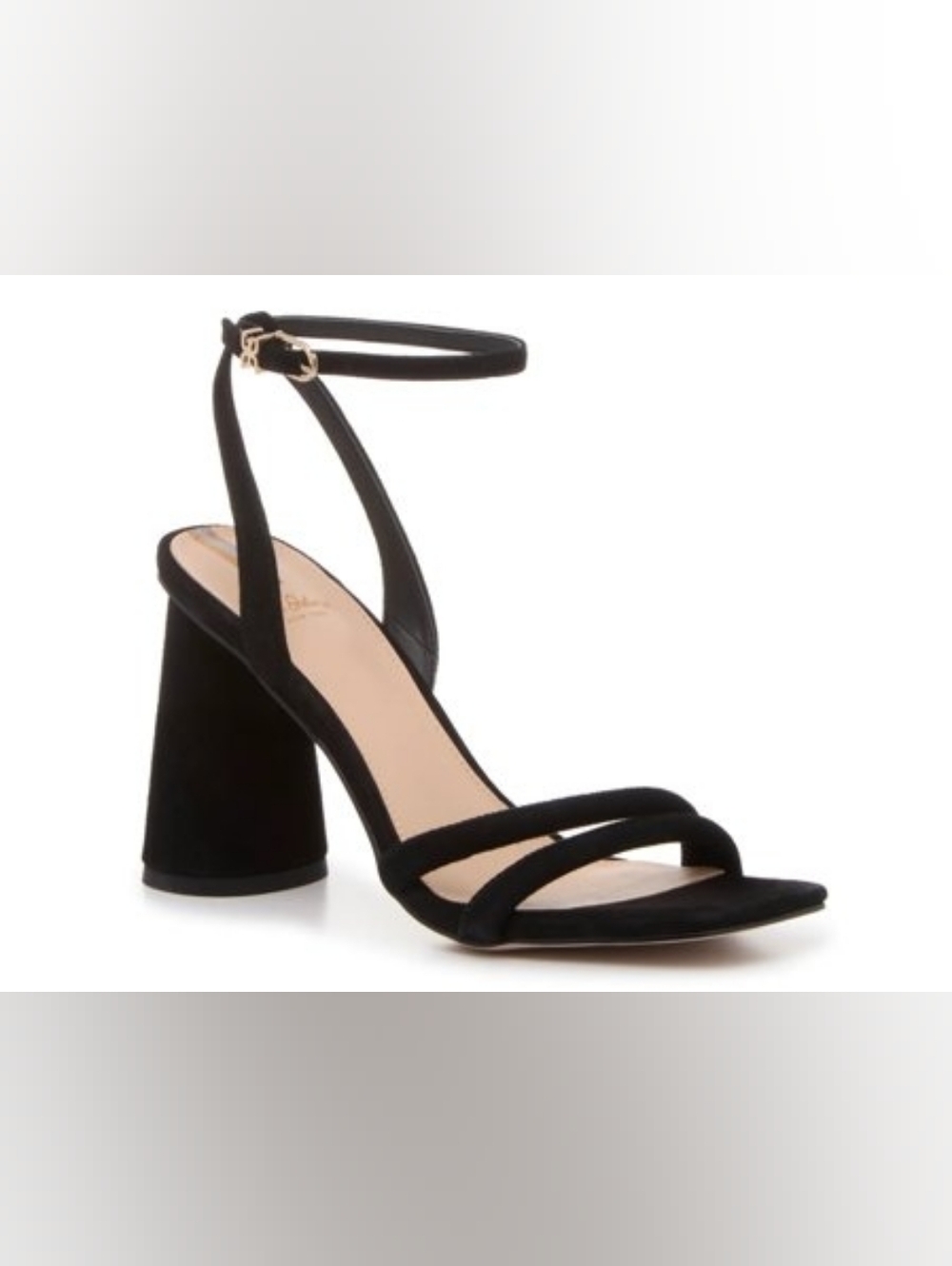 Sam Edelman Womens 8.5 Med KIA Heeled Black Suede, Ankle Strap Sandals